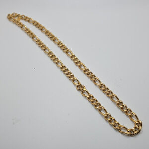 He Rocks Gold Tone Stainless Steel Figaro Chain Necklace 22 in Lobster Clasp